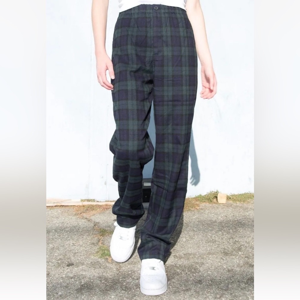 Brandy Melville Women's Tilden Pants in Green Plaid Flannel ONE SIZE (24”) - Picture 1 of 9